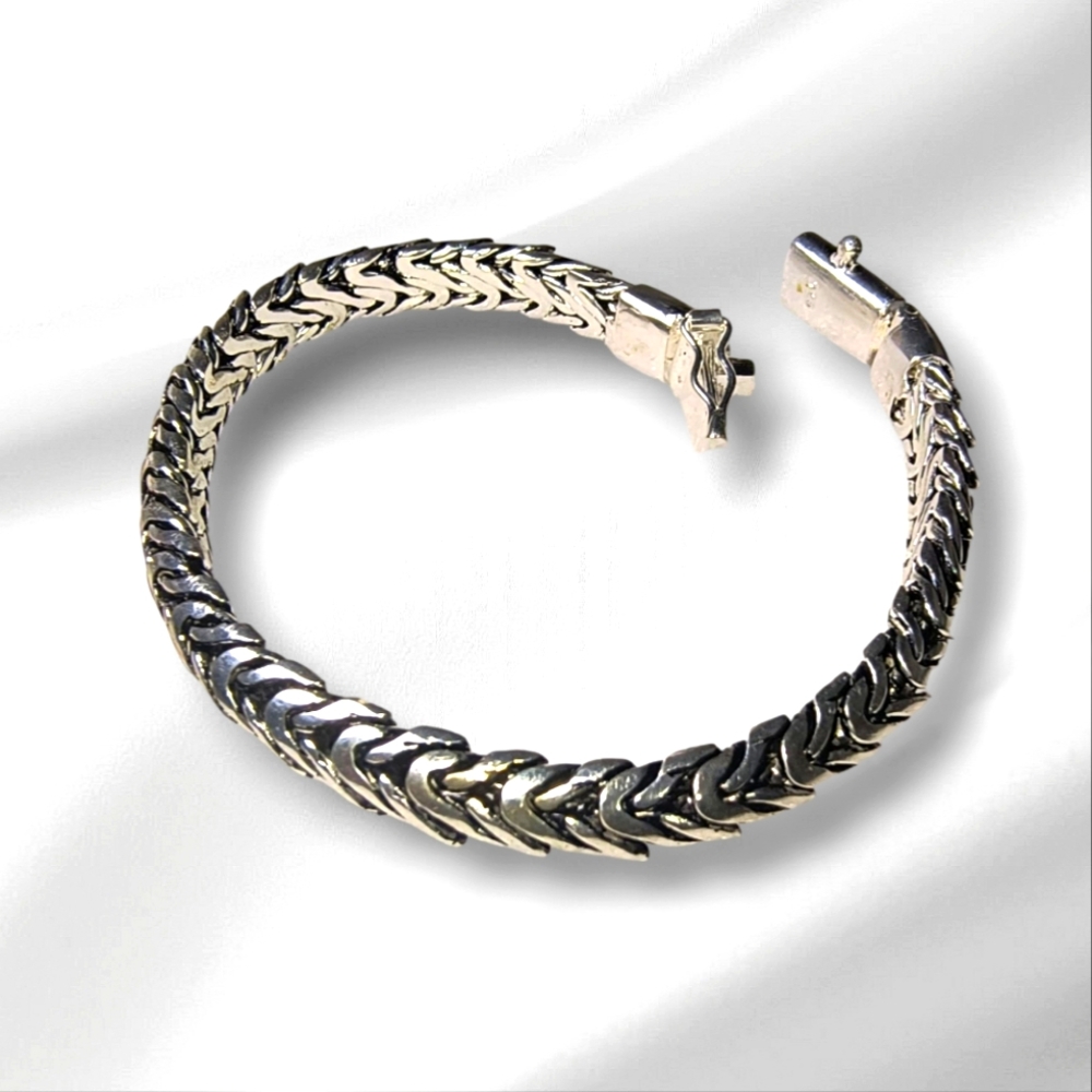 Sterling Silver Braided Cuff Bracelet - Silver